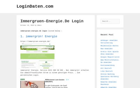 Immergruen-Energie.De Login - LoginDaten.com