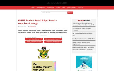 KNUST Student Portal & App Portal – www.knust.edu.gh ...