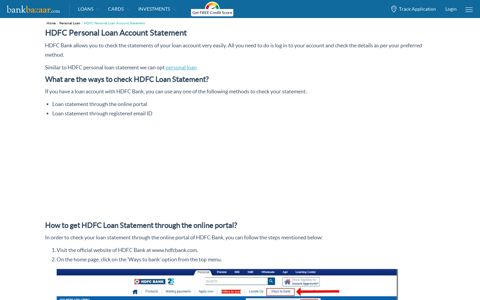 HDFC Personal Loan Account Statement - BankBazaar