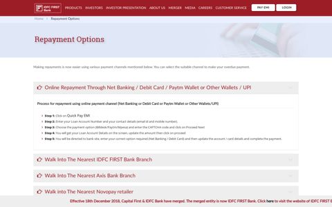 Online Loan Repayment Options | IDFC FIRST Bank