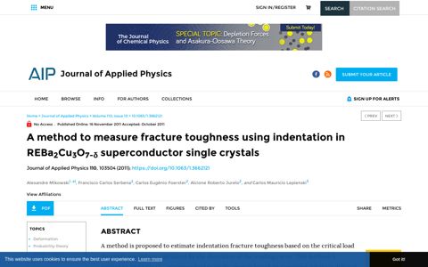 A method to measure fracture toughness using indentation in ...