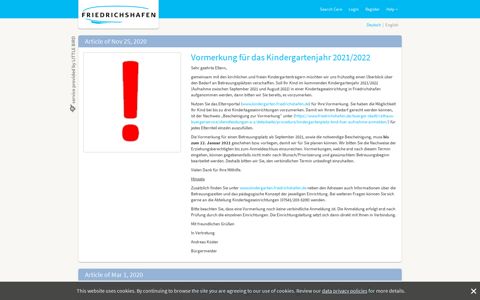 KITA Portal Friedrichshafen :: News