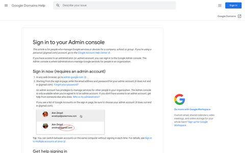 Sign in to your Admin console - Google Domains Help