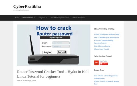 Router Password Cracker Tool - Hydra in Kali Linux Tutorial ...