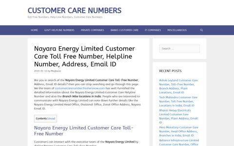 Nayara Energy Limited Customer Care Toll Free Number ...