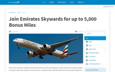 Join Emirates Skywards for up to 5,000 Bonus Miles
