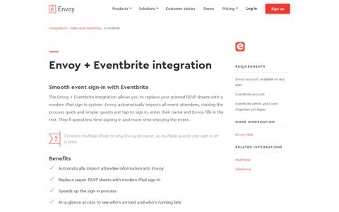 Smooth event sign-in with Eventbrite | Envoy