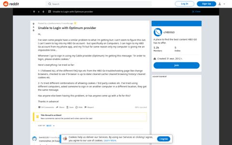 Unable to Login with Optimum provider : HBOGO - Reddit