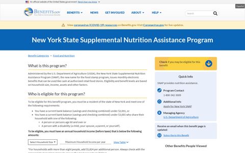 New York State Supplemental Nutrition Assistance Program ...