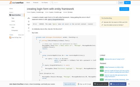 creating login form with entity framework - Stack Overflow