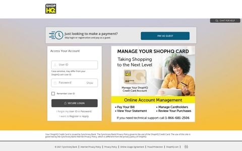 Manage Your ShopHQ Credit Card Account - Synchrony