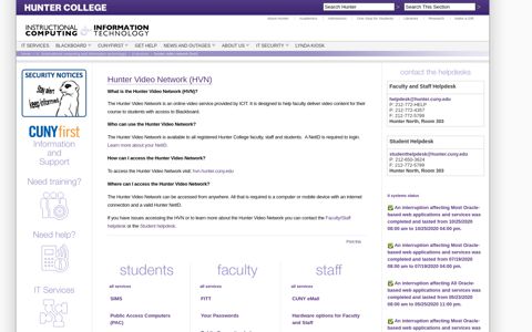 Hunter Video Network (HVN) — Hunter College