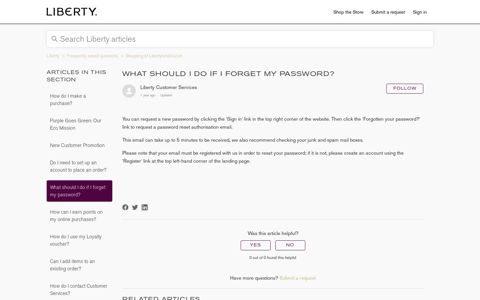 What should I do if I forget my password? – Liberty