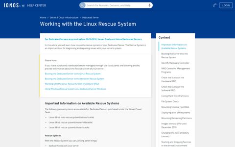 Working with the Linux Rescue System - IONOS Help