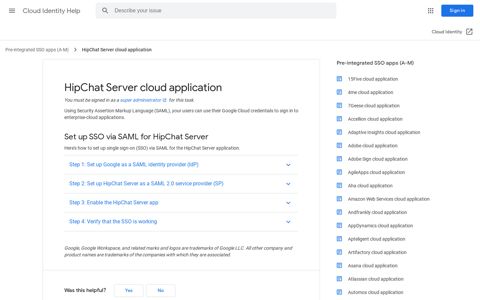 HipChat Server cloud application - Cloud Identity Help