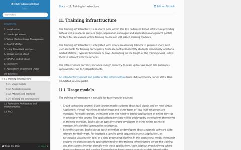 11. Training infrastructure — EGI Federated Cloud ...