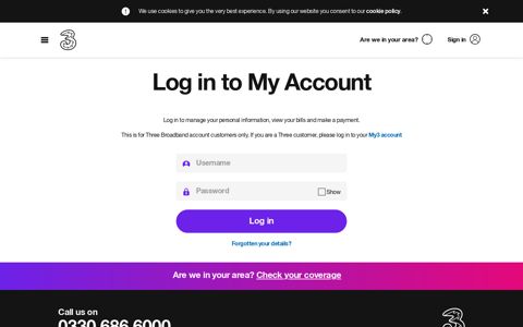 Log in to My Account - Three Broadband