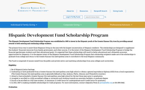 Hispanic Development Fund Scholarship Program - Greater ...