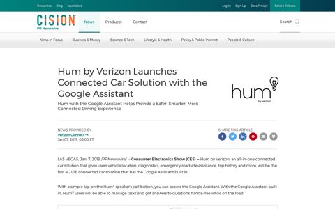 Hum by Verizon Launches Connected Car Solution with the ...