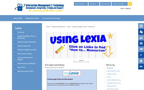 Lexia / Using Lexia Blog-"How to... Resources"