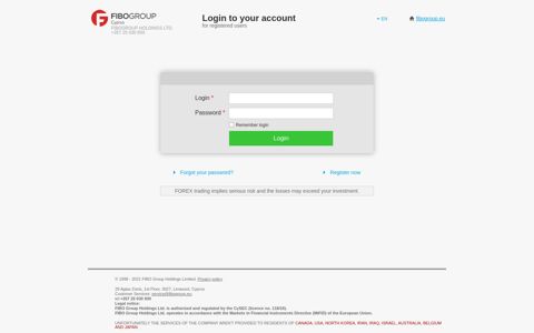 Client account - Login to your account - Fibo Group