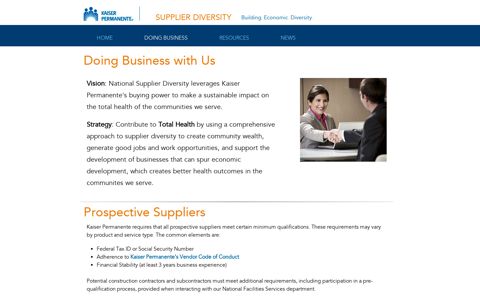Doing Business - Kaiser Permanente's Supplier Diversity
