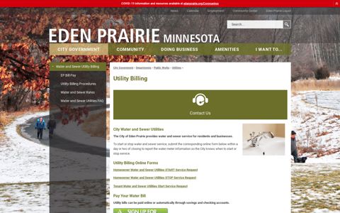 Water and Sewer Utility Billing - City of Eden Prairie