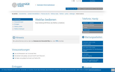 Webfax bedienen - Zentraler Informatikdienst - Universität Wien