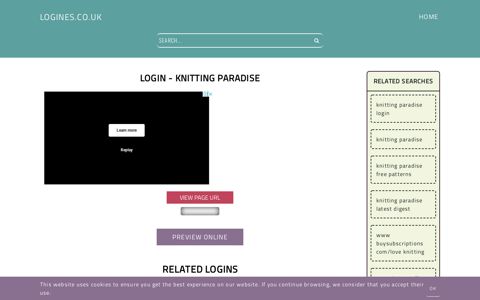 Login - Knitting Paradise - General Information about Login