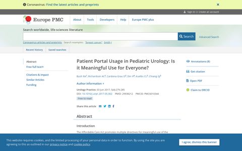 Patient Portal Usage in Pediatric Urology: Is it Meaningful Use for ...