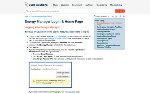 Energy Manager Login & Home Page