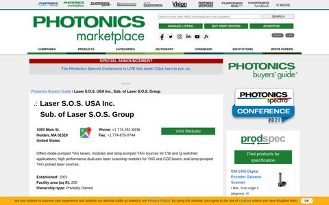 Laser S.O.S. USA Inc. | Photonics Buyers' Guide - Photonics.com