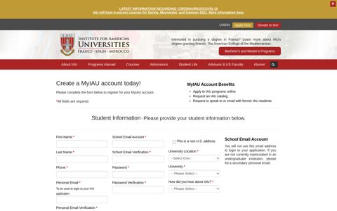 MyIAU Account Registration - IAU College