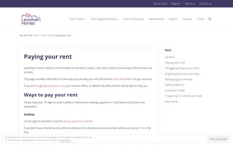 About your rent - Lewisham Homes