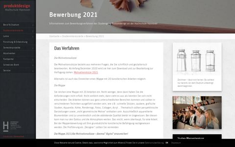 Bewerbung 2021 - Produktdesign - Hochschule Hannover