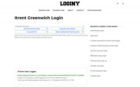 Itrent Greenwich Login ✔️ One Click Login - loginy.co.uk