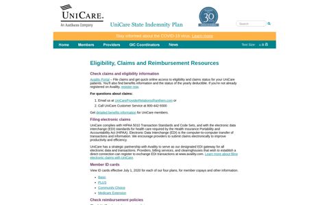 Eligibility and Claims Resources - UniCare State Indemnity Plan