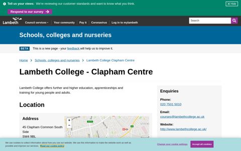 Lambeth College - Clapham Centre | Lambeth Council