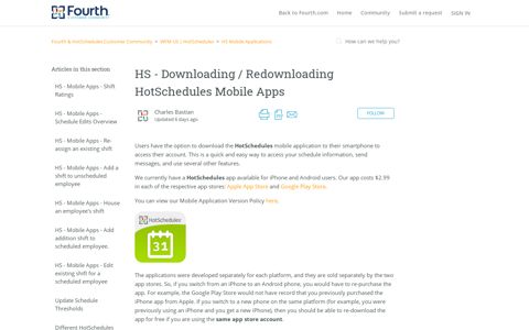 HS - Downloading / Redownloading HotSchedules Mobile Apps
