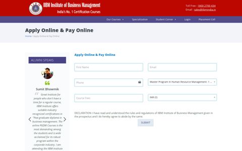Apply Online And Pay Online | IIBM India - IIBM Institute