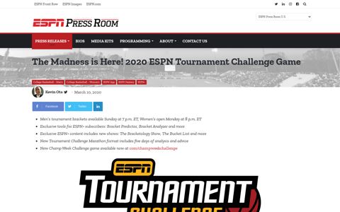 The Madness is Here! 2020 ESPN Tournament Challenge ...