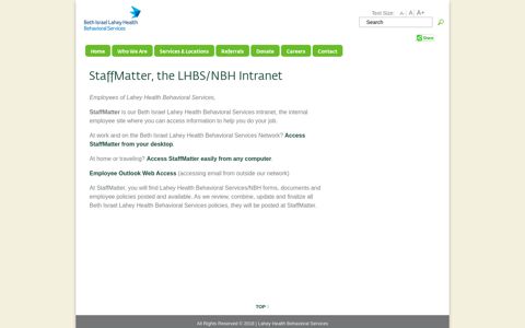 StaffMatter, the LHBS/NBH Intranet - Lahey Health Behavioral ...