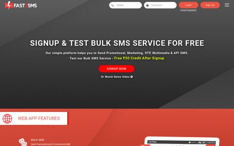 Fast2SMS: Bulk SMS Service Provider (₹50 Free SMS)