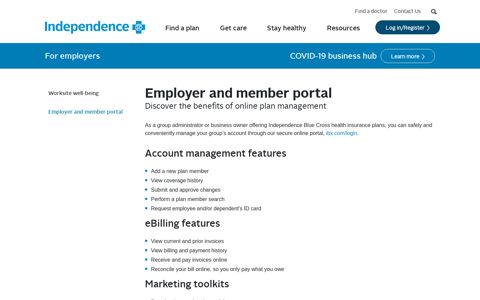 Employer portal | Independence Blue Cross (IBX)
