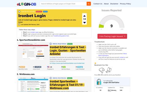 Ironbet Login - A database full of login pages from all over the internet!