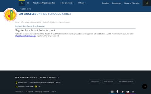 Register for a Parent Portal Account