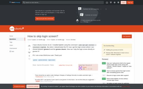 gnome - How to skip login screen? - Ask Ubuntu