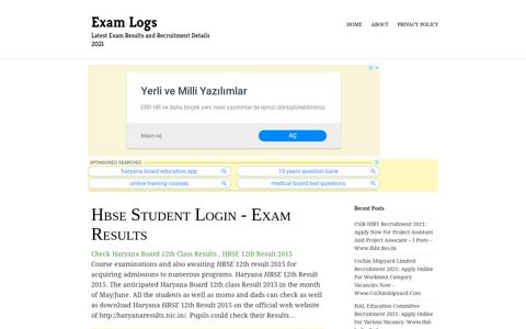 Hbse Student Login | Exam Logs