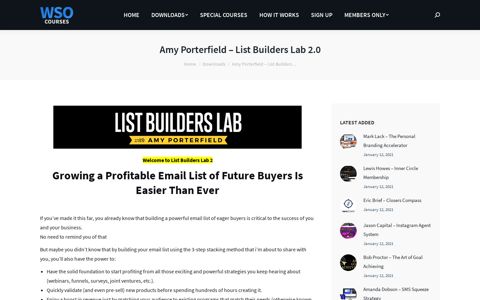Amy Porterfield - List Builders Lab 2.0 - WSO Courses