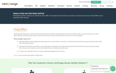 Single Sign On(SSO) solution for Feng Office - miniOrange